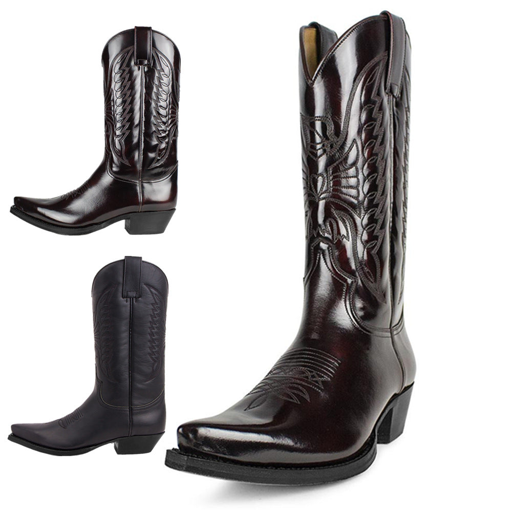 Men's Boots Tough Western Style with Slip-resistant Sole