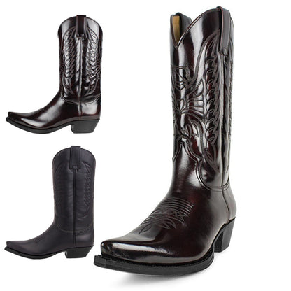 Men's Boots Tough Western Style with Slip-resistant Sole