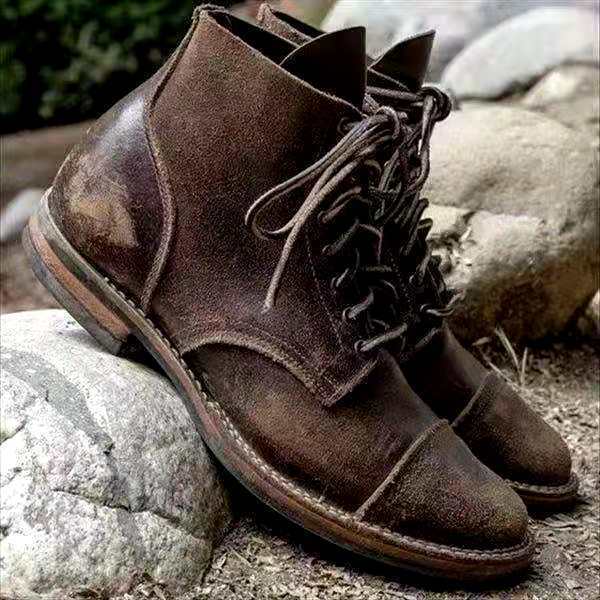 Men's Boots Veterinary Leather Style with Rugged Sole