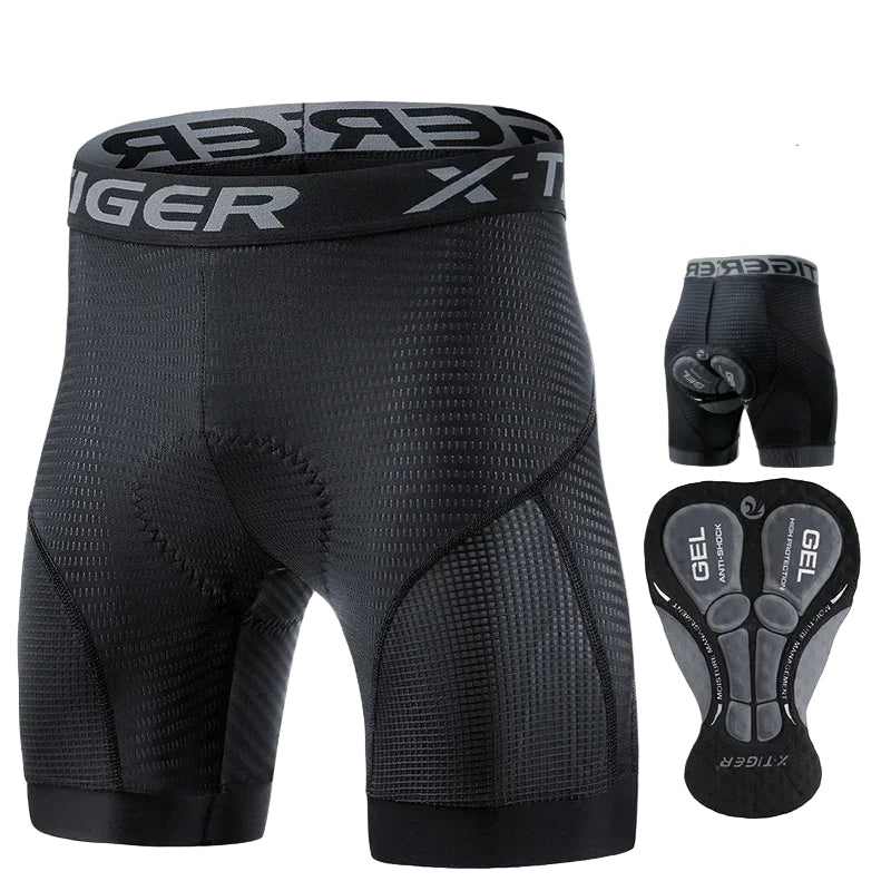 Men's Breathable Cycling Shorts with Gel Cushion and Reflective Accents