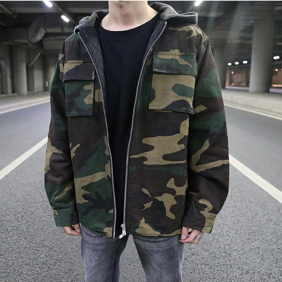 Men's Camouflage Hoodie Modern Fit Cotton