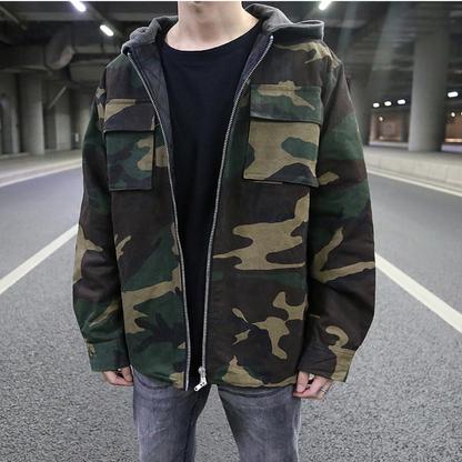 Men's Camouflage Hoodie Modern Fit Cotton