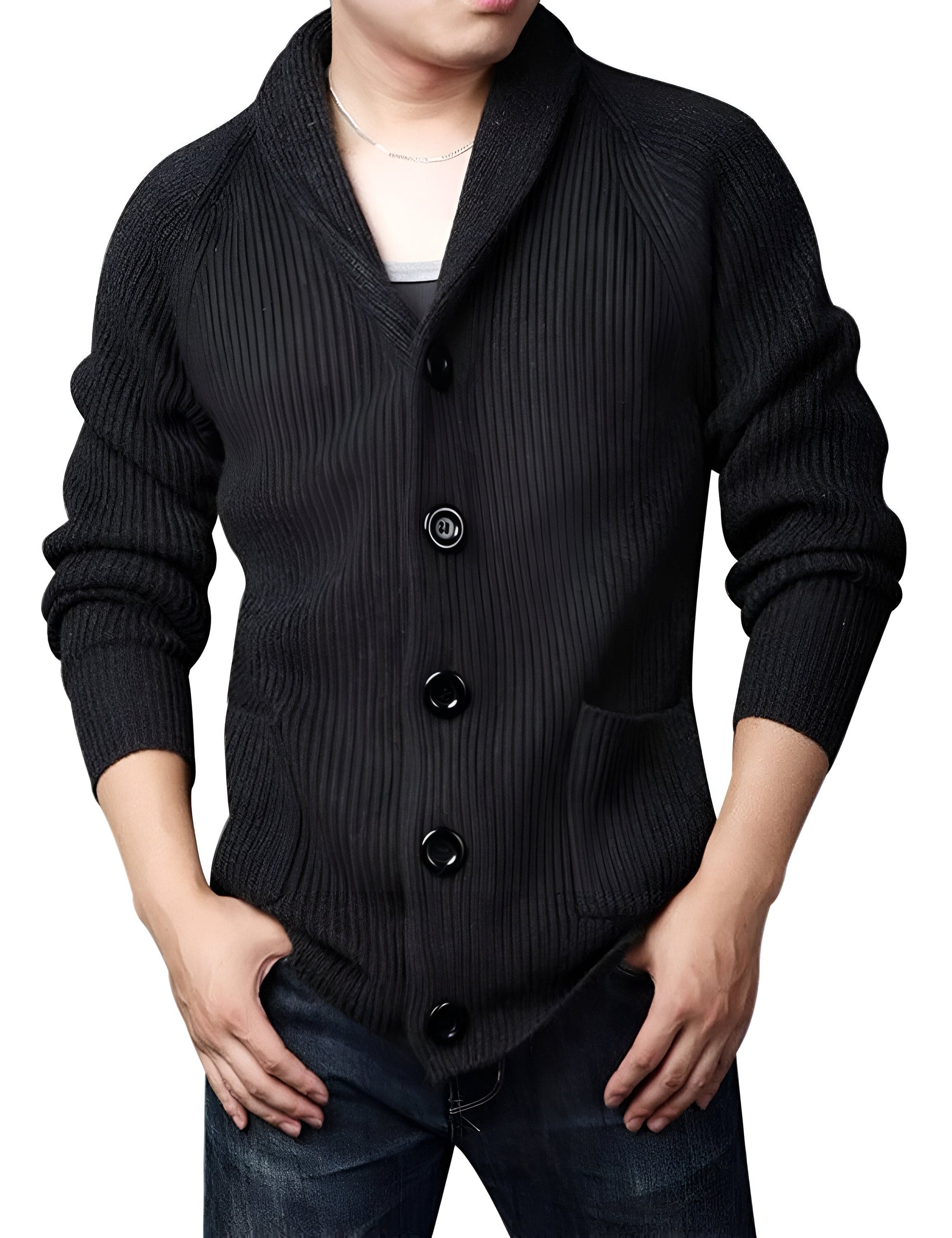 Men's Cardigan with Buttons for Cold Days