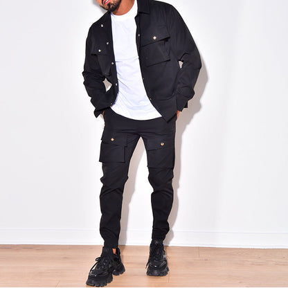 Men's Cargo Suit Two-piece Stylish Polyester