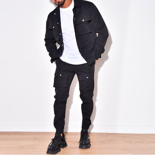 Men's Cargo Suit Two-piece Stylish Polyester