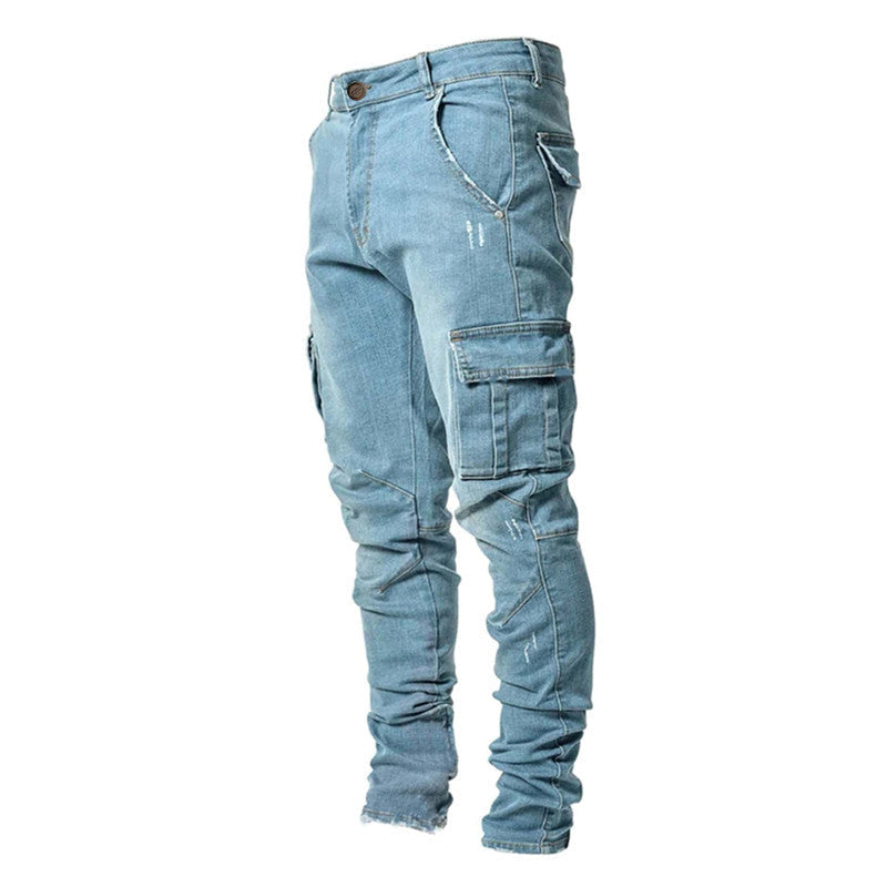 Men's Cargo Trousers Slim Fit Cotton With Practical Pockets