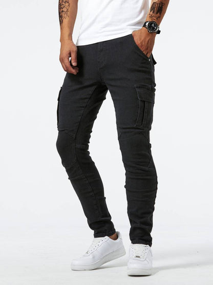 Men's Cargo Trousers Slim Fit Cotton With Practical Pockets