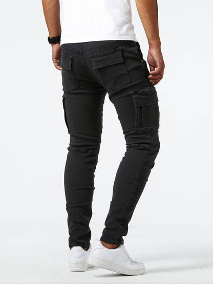 Men's Cargo Trousers Slim Fit Cotton With Practical Pockets