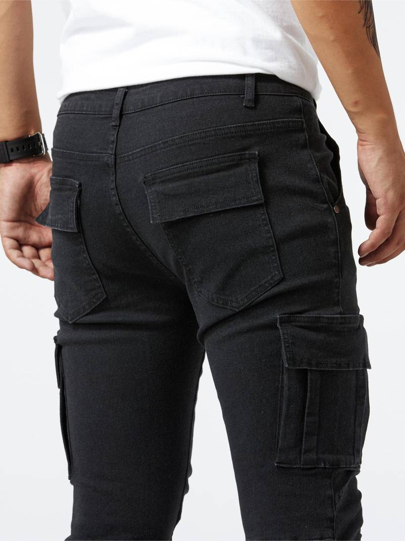 Men's Cargo Trousers Slim Fit Cotton With Practical Pockets