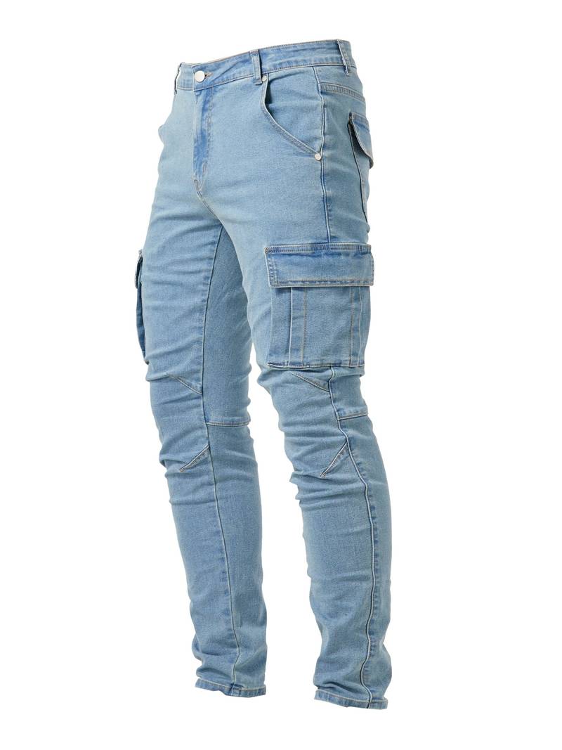 Men's Cargo Trousers Slim Fit Cotton With Practical Pockets