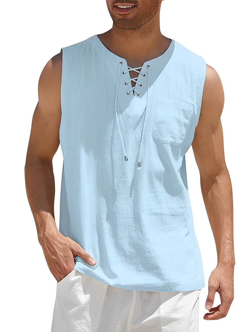 Men's Casual Breathable Cotton Tank Top for Sport and Leisure