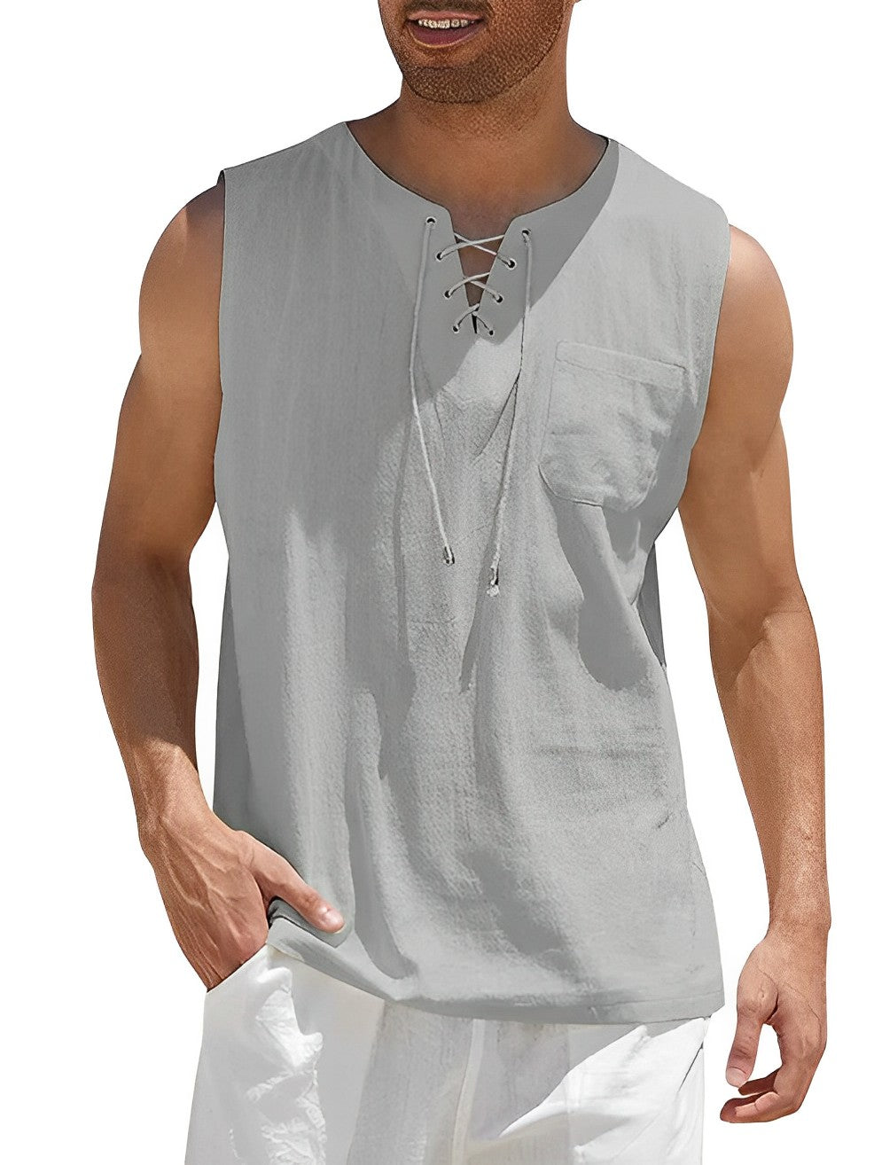 Men's Casual Breathable Cotton Tank Top for Sport and Leisure