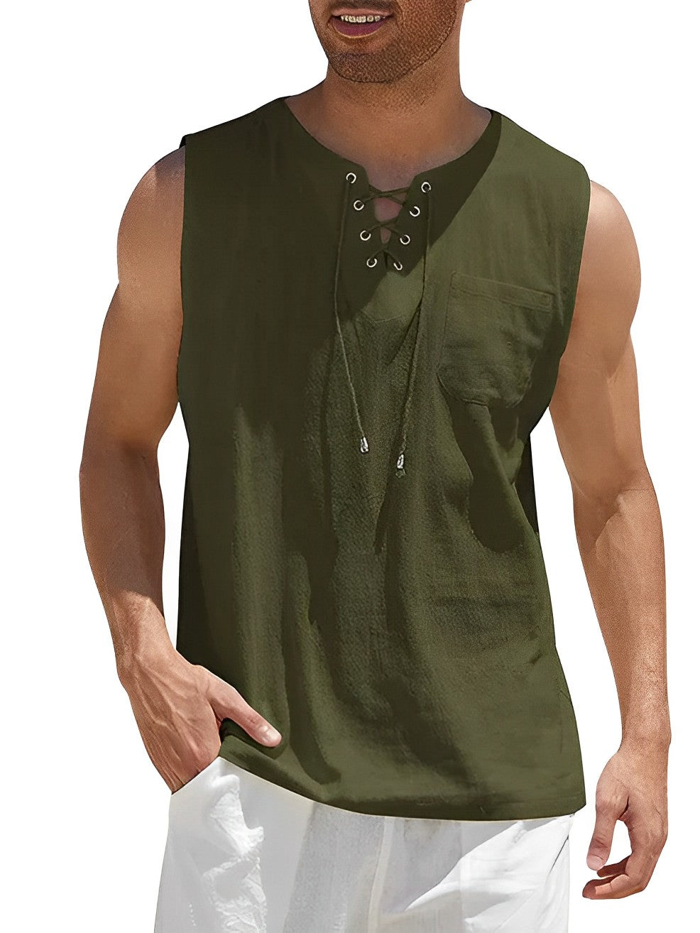 Men's Casual Breathable Cotton Tank Top for Sport and Leisure