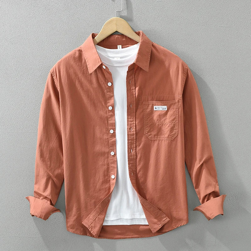 Men's Casual Cotton Shirt with Breast Pocket