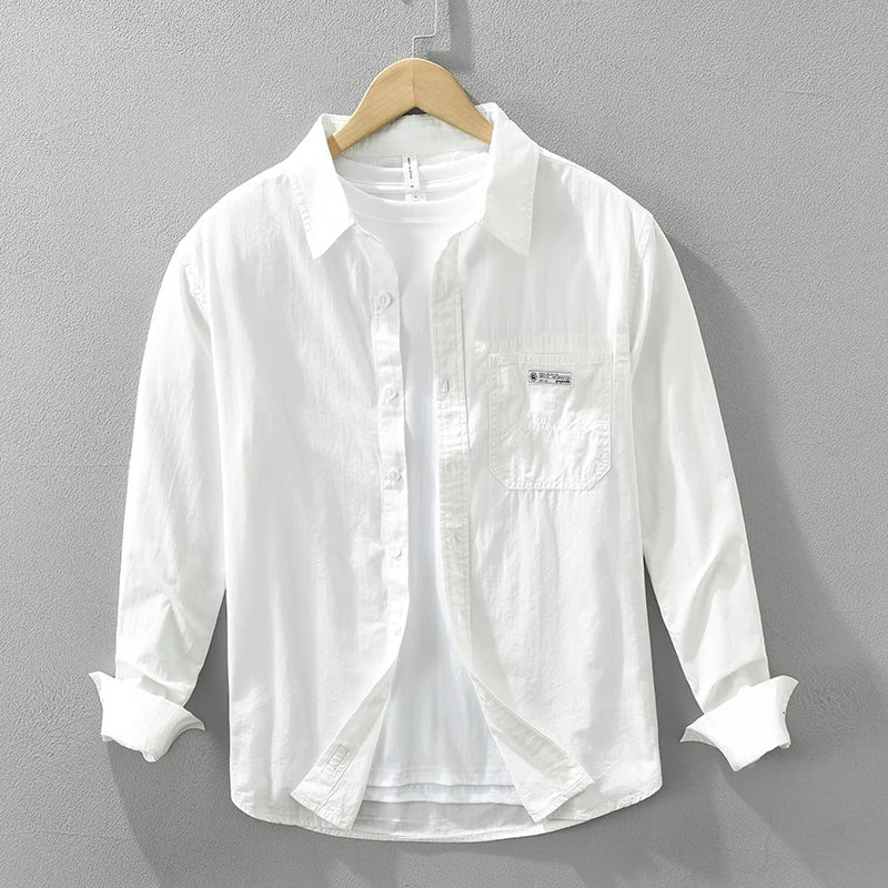 Men's Casual Cotton Shirt with Breast Pocket