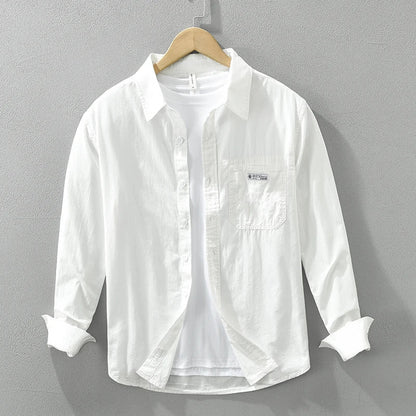 Men's Casual Cotton Shirt with Breast Pocket