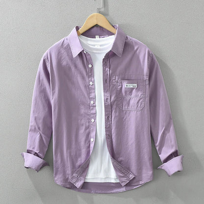 Men's Casual Cotton Shirt with Breast Pocket