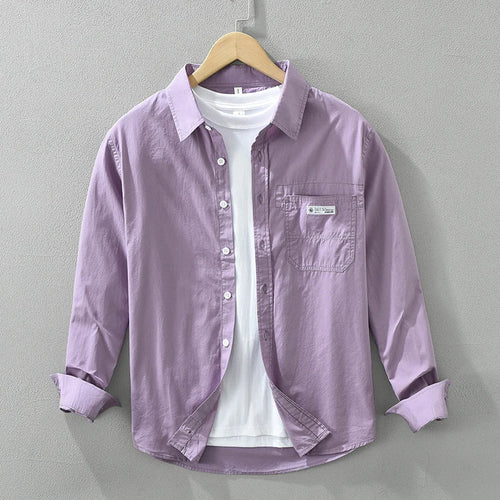 Men's Casual Cotton Shirt with Breast Pocket