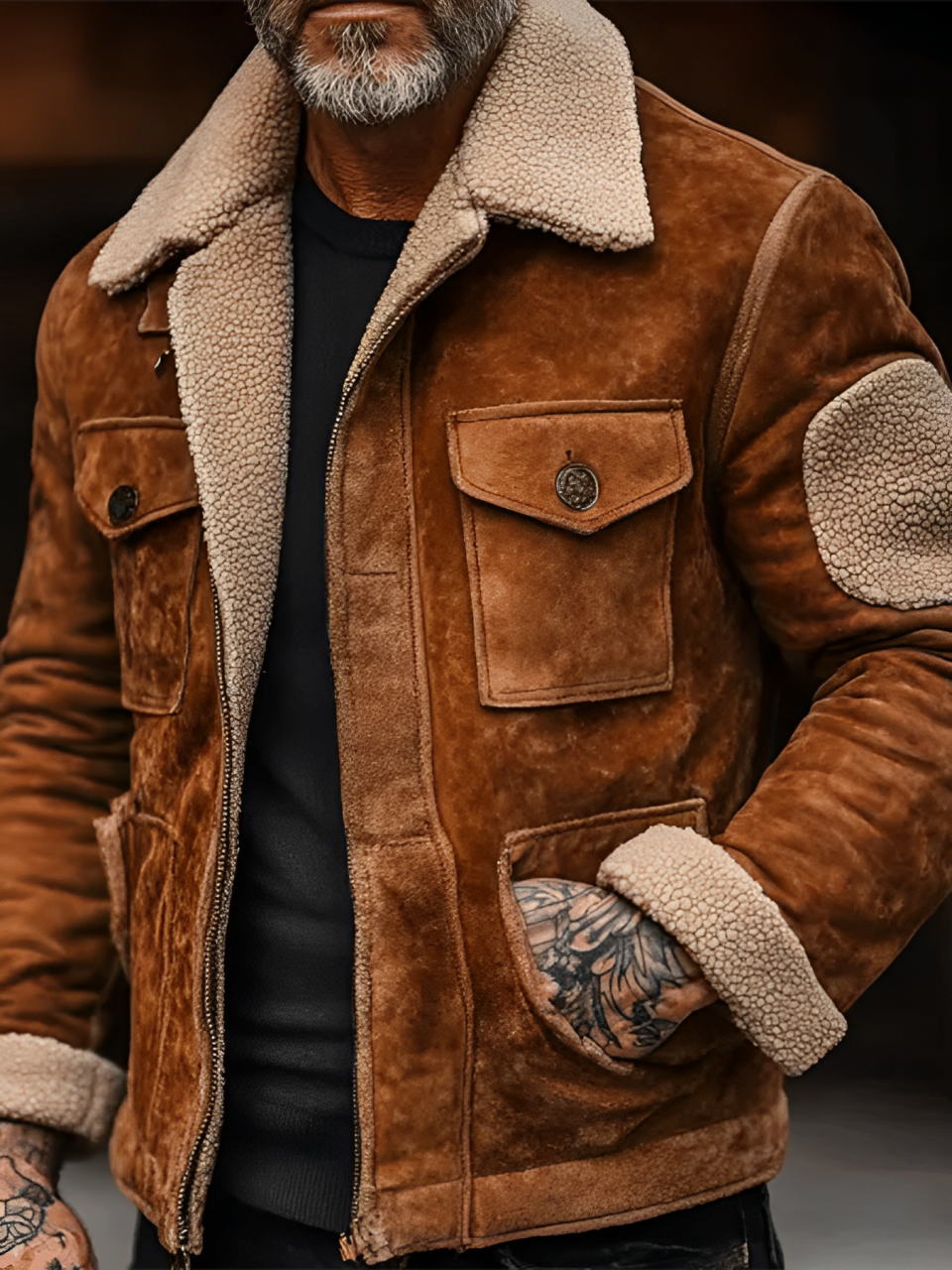 Men's Casual Jacket With Sherpa Lining
