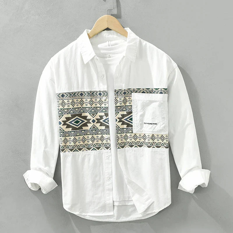 Men's Casual Patchwork Cotton Shirt