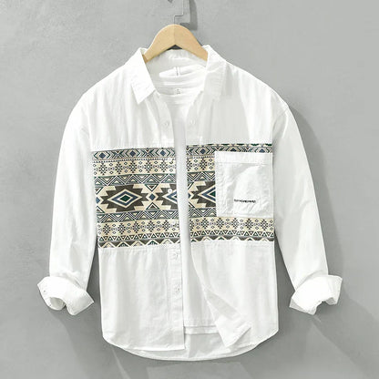 Men's Casual Patchwork Cotton Shirt