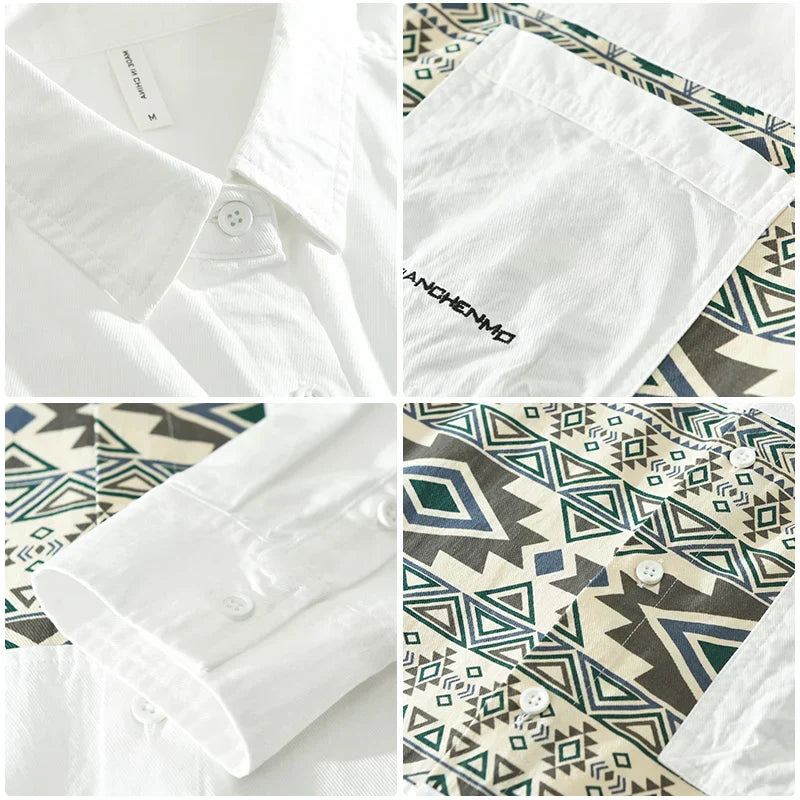 Men's Casual Patchwork Cotton Shirt