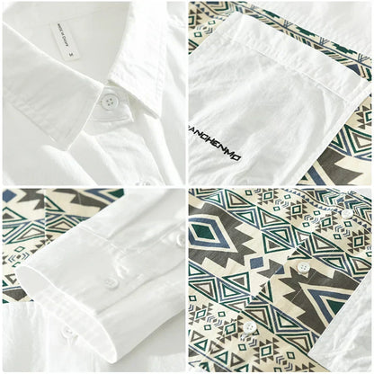 Men's Casual Patchwork Cotton Shirt