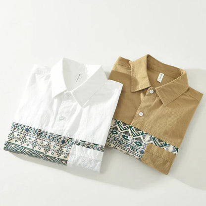 Men's Casual Patchwork Cotton Shirt