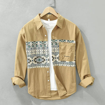 Men's Casual Patchwork Cotton Shirt