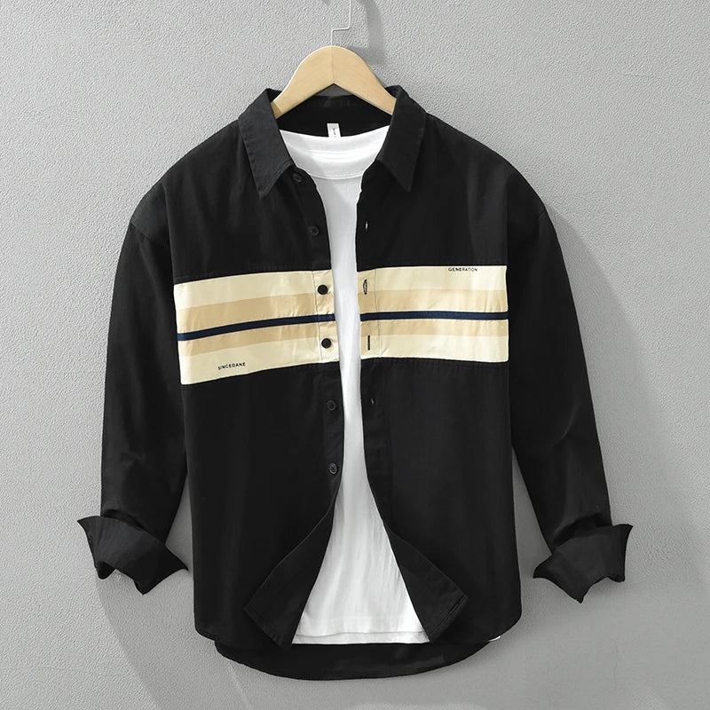 Men's Casual Patchwork Shirt Stylish Cotton