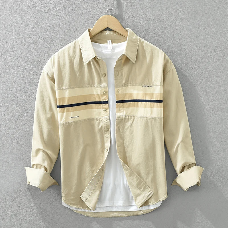 Men's Casual Patchwork Shirt Stylish Cotton