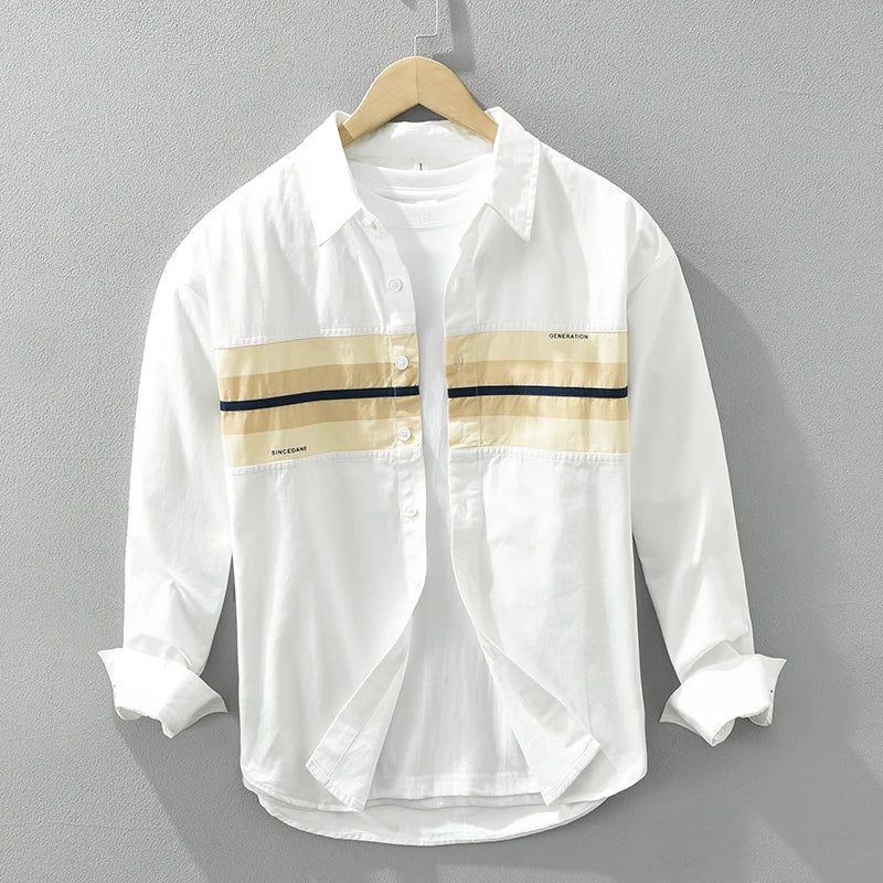 Men's Casual Patchwork Shirt Stylish Cotton
