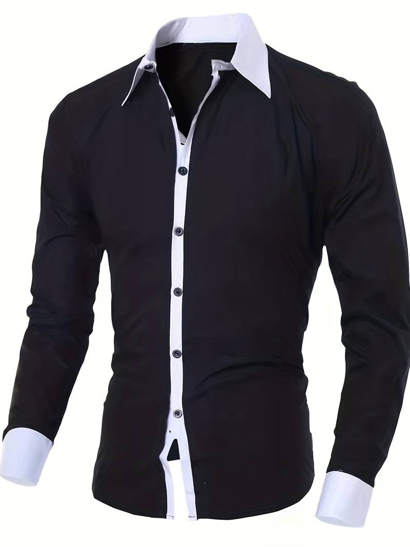 Men's Casual Shirt Contrast Cotton