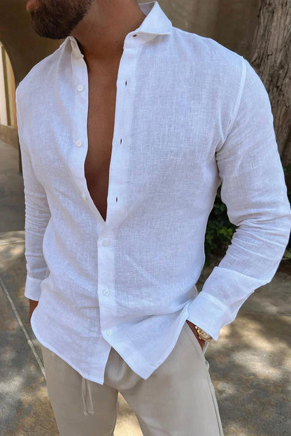 Men's Casual Shirt Linen Breathable Regular Length