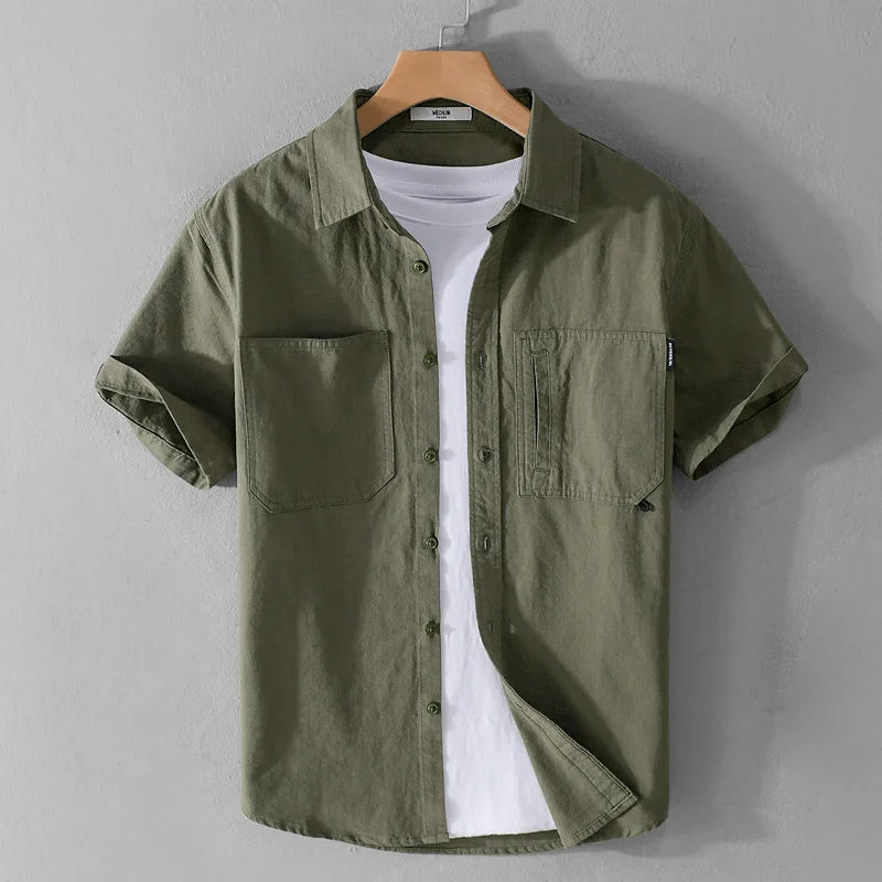 Men's Casual Shirt Plain Cotton Breathable Regular Fit