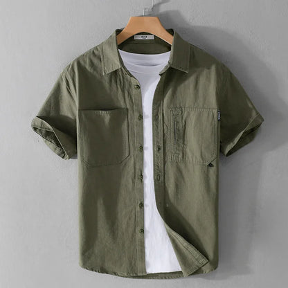 Men's Casual Shirt Plain Cotton Breathable Regular Fit