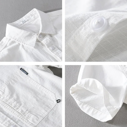 Men's Casual Shirt Plain Cotton Breathable Regular Fit