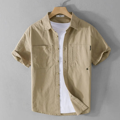 Men's Casual Shirt Plain Cotton Breathable Regular Fit