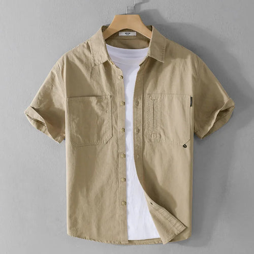 Men's Casual Shirt Plain Cotton Breathable Regular Fit