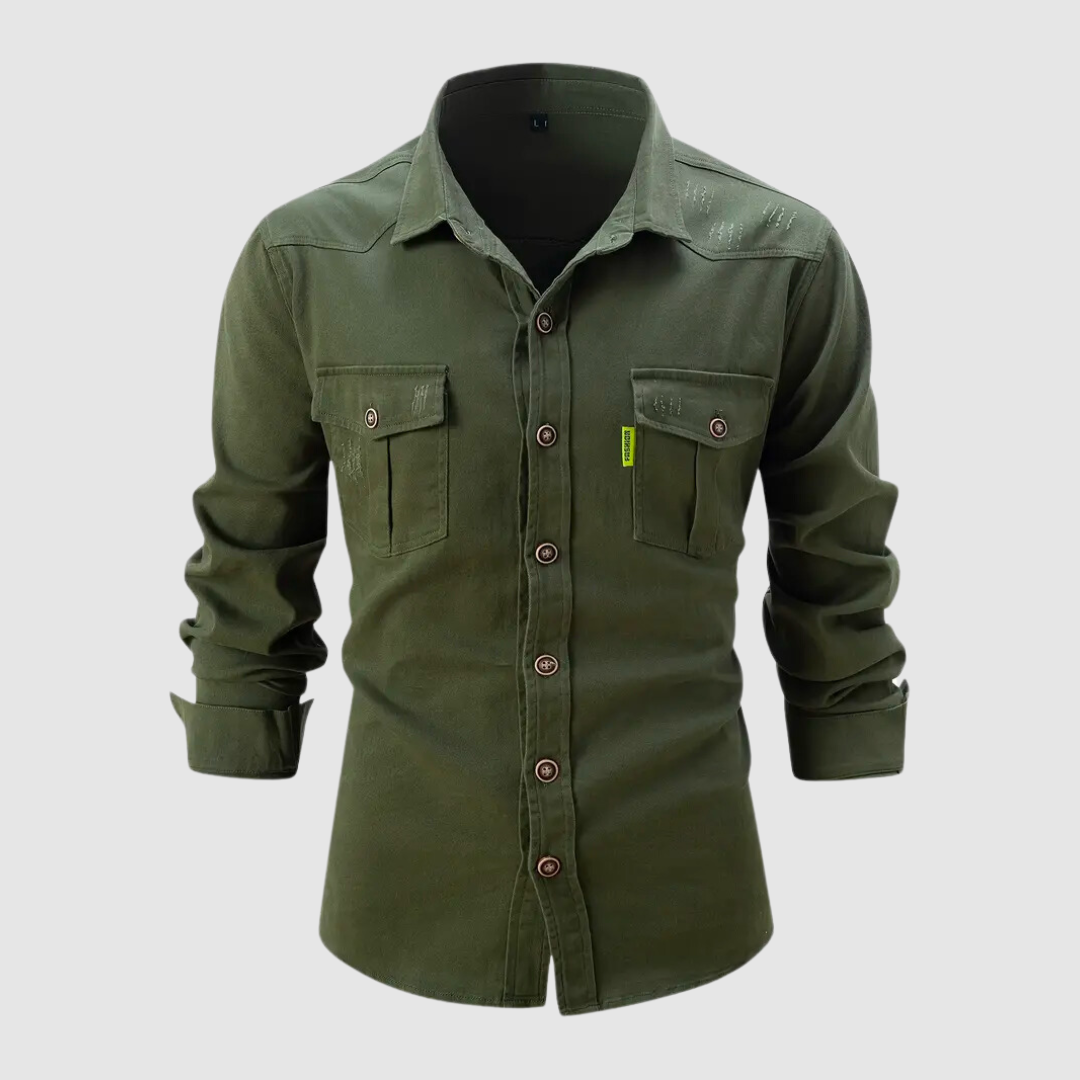 Men's Casual Worker Style Shirt with Two Breast Pockets