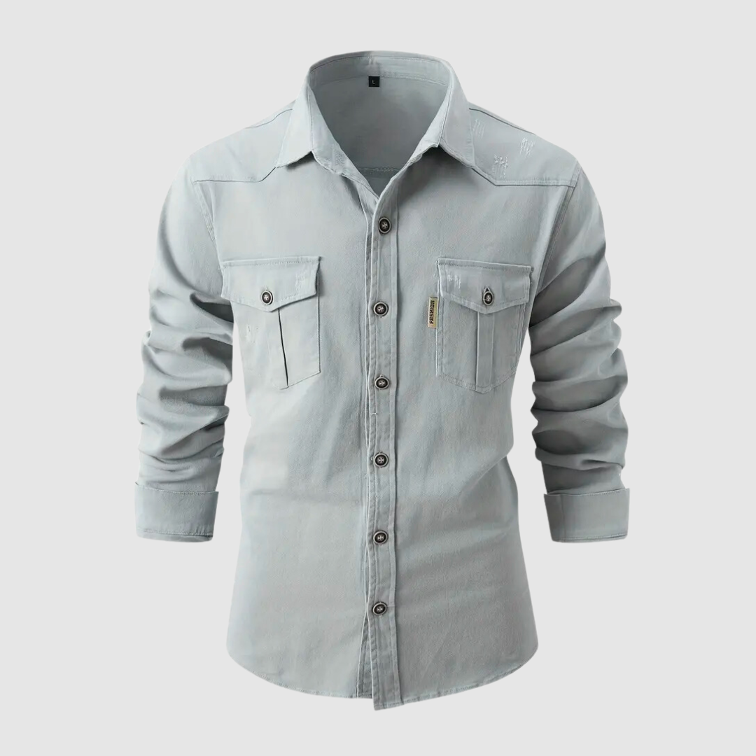 Men's Casual Worker Style Shirt with Two Breast Pockets
