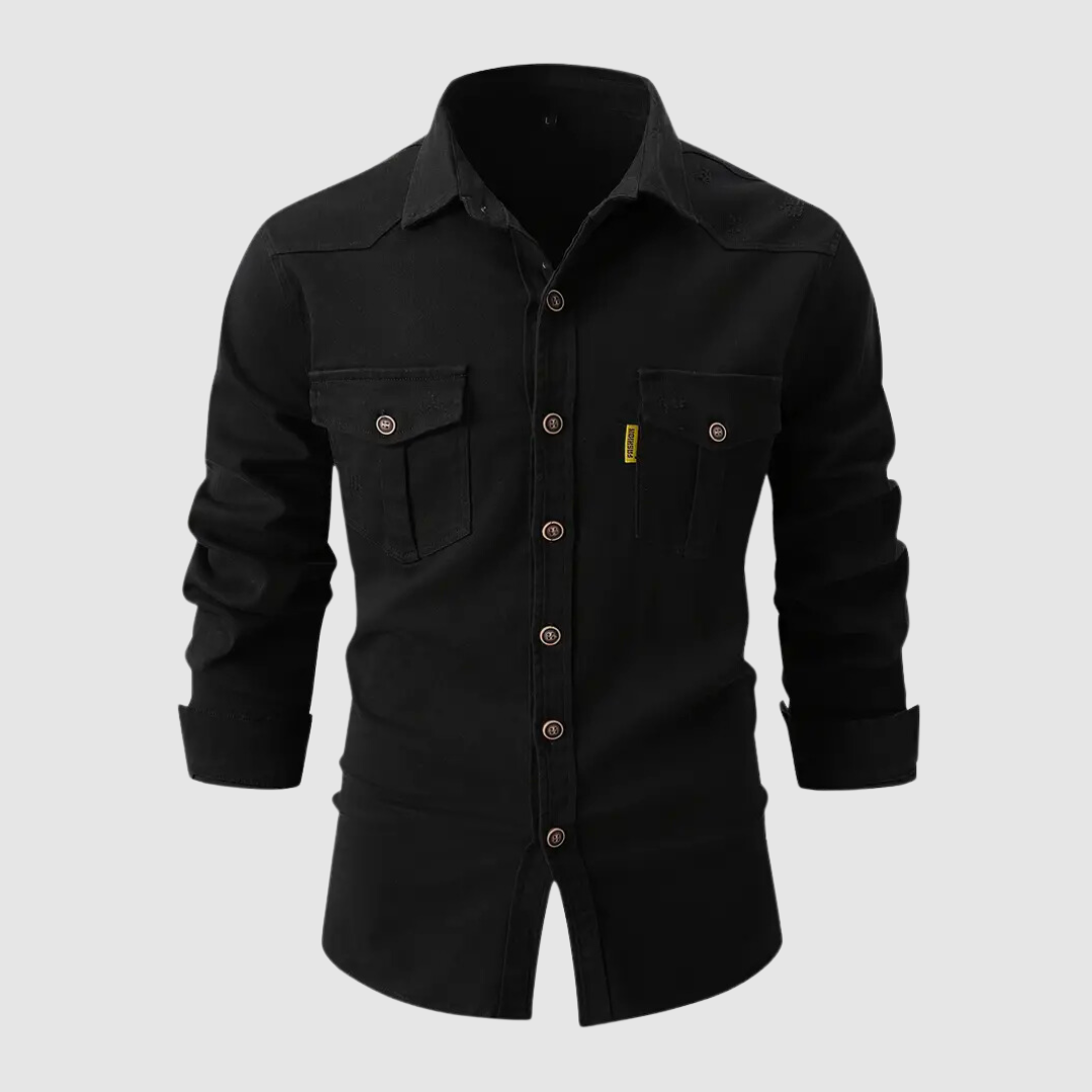 Men's Casual Worker Style Shirt with Two Breast Pockets