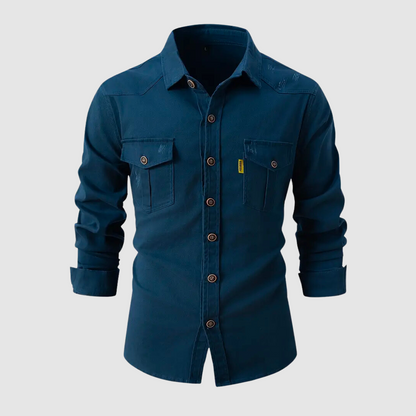 Men's Casual Worker Style Shirt with Two Breast Pockets