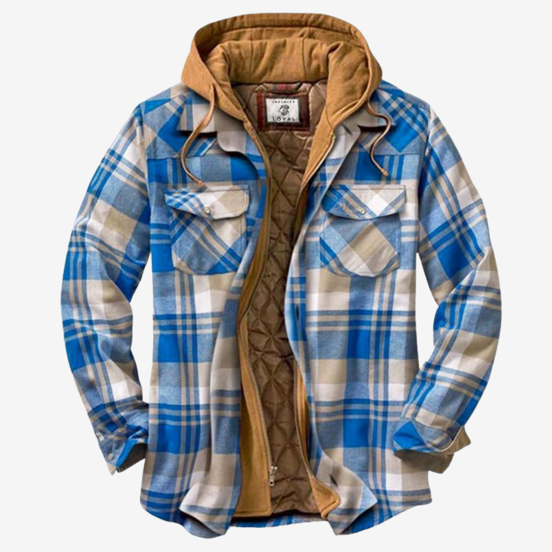Men's Checked Fleece Lined Hooded Jacket