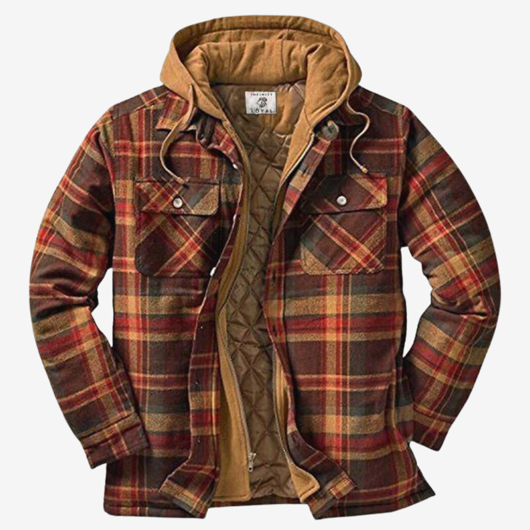 Men's Checked Fleece Lined Hooded Jacket