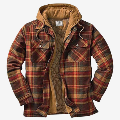 Men's Checked Fleece Lined Hooded Jacket