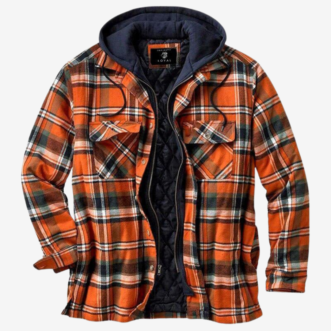 Men's Checked Fleece Lined Hooded Jacket