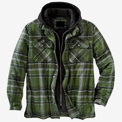 Men's Checked Fleece Lined Hooded Jacket