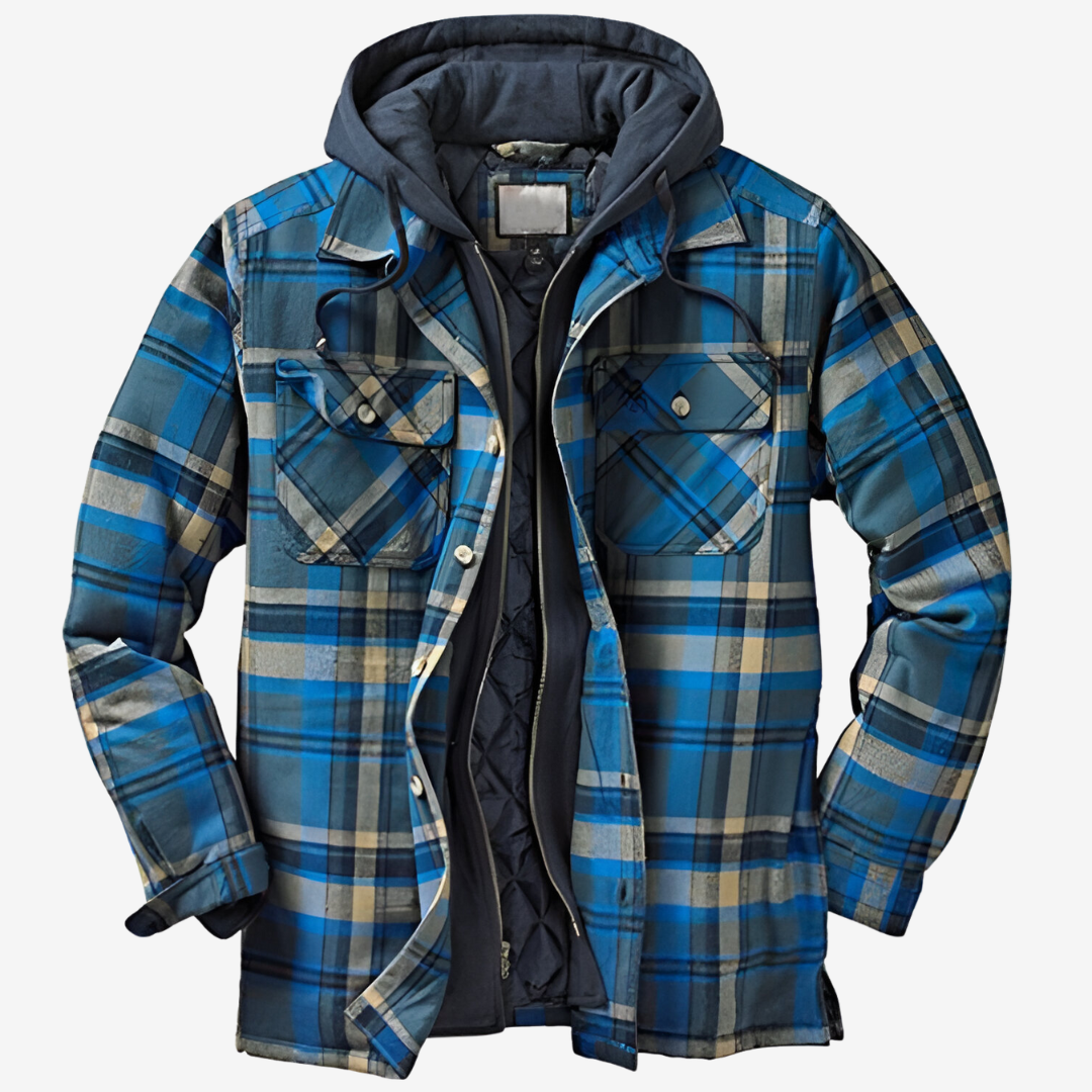 Men's Checked Fleece Lined Hooded Jacket