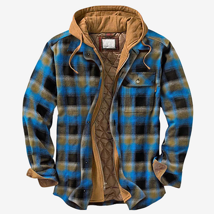 Men's Checked Fleece Lined Hooded Jacket